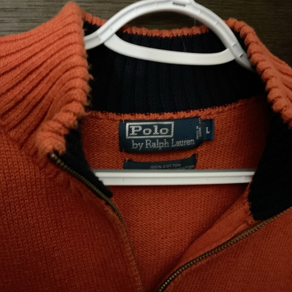 Ralph Lauren Men's Zip-Up Sweater in Orange - Picture 2 of 2